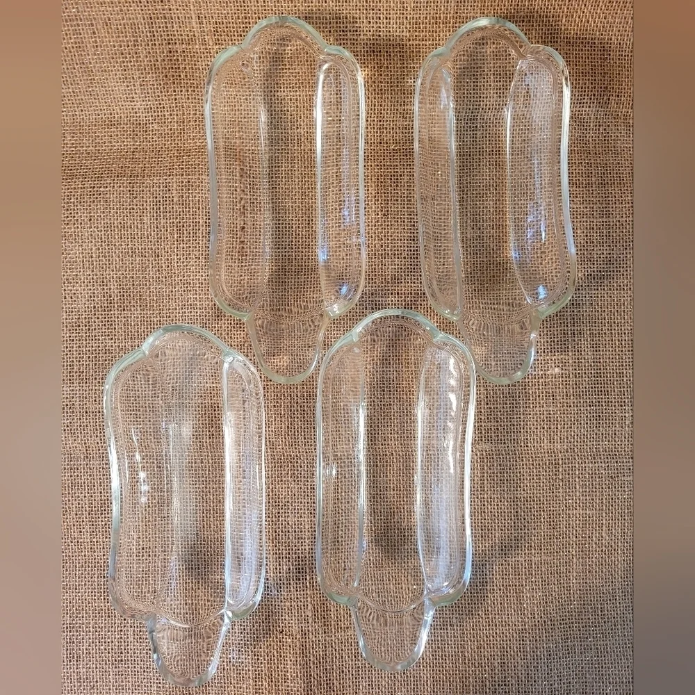 Set Of 4 Vintage 1970s Indiana Glass Clear Banana Split Bowls ~ Ice‎ Cream Dish